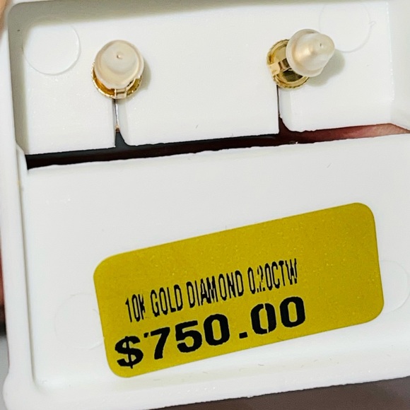 10k REAL Gold Natural REAL Diamond earring FREE Appraisal not plated not cz SALE - Picture 7 of 9